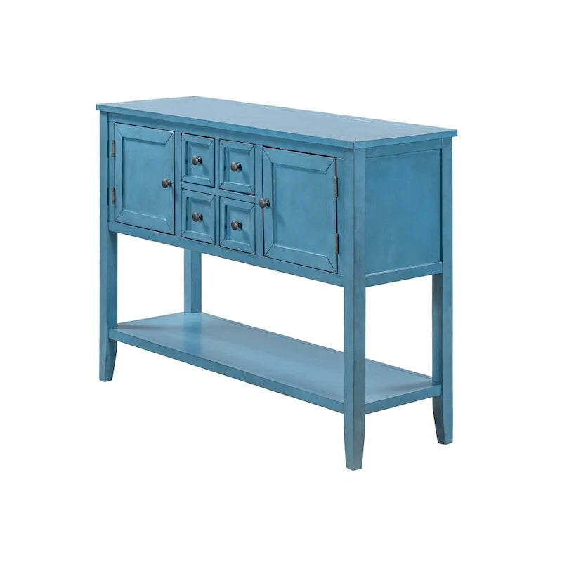 Retro Style Buffet Sideboard Wood Console Table with Bottom Shelf, Easy Assemble, for Living Room, Kitchen, Entryway