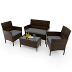 Costway 4 PCS Patio Furniture Set with Washable Cushions and Tempered - See Details