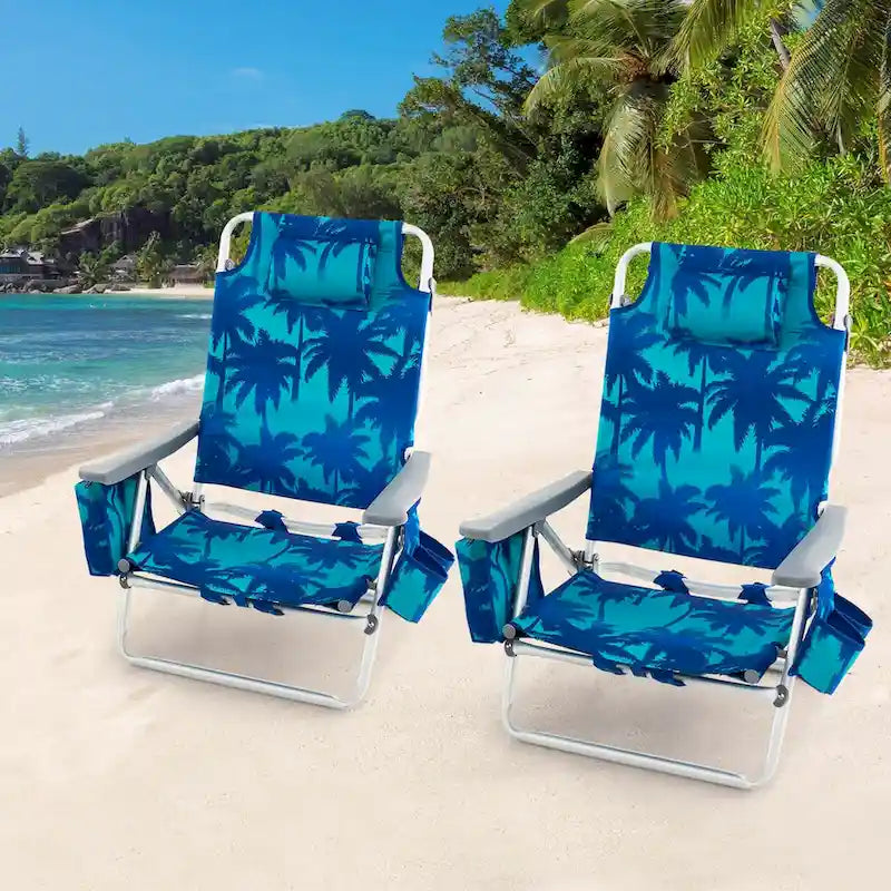 Lot de 4 chaises de plage pliantes de randonnée Costway, 5 positions d'extérieur - Voir détails