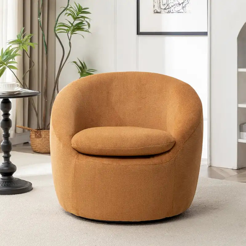 Swivel Barrel Chair - 360掳 Rotation - Boucle Fabric
