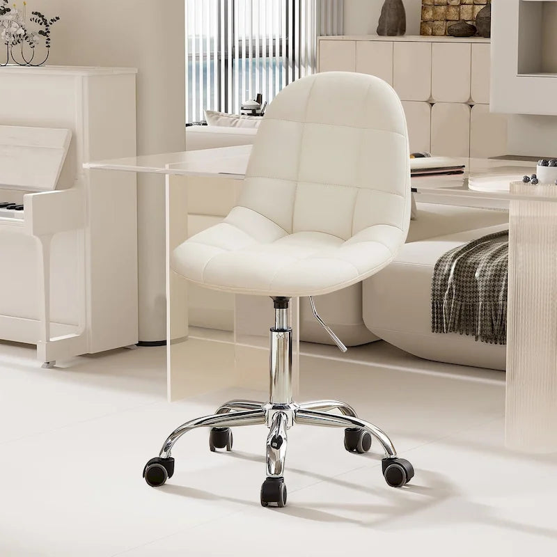 Javlergo Armless Home Office Chair, Height Adjustable Computer Desk Chair with Wheels