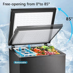 1.8 Cu.Ft Chest Freezer with Removable Basket, Bottom Drain, 7-Level Thermostat, Freestanding Design for Home and Apartment