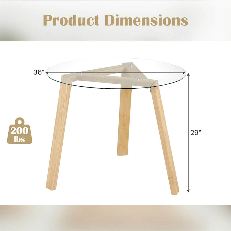 Costway 36 Round Glass Dining Table for 4 with Tempered Glass - See Details
