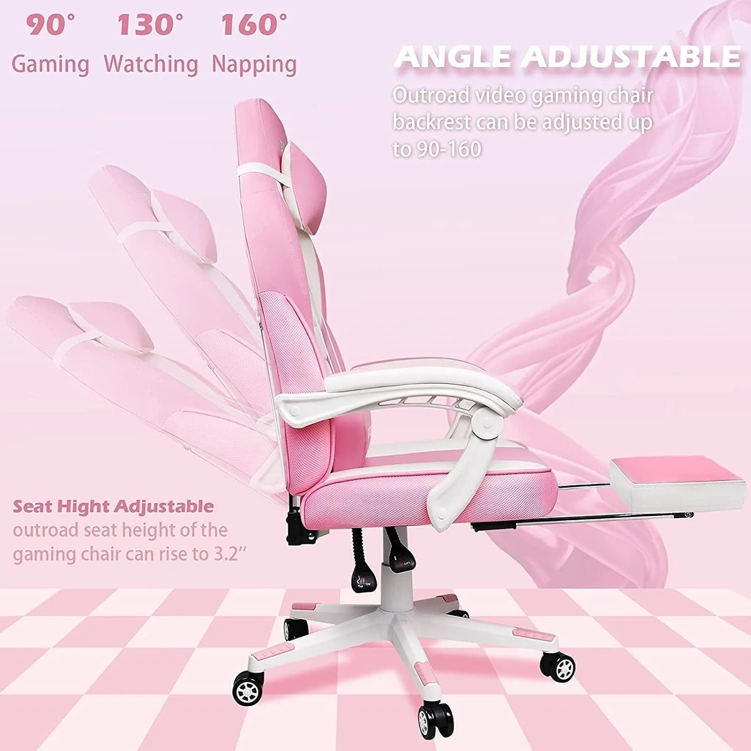 Chaise de jeu style course BOSSIN, fauteuil gamer grande taille 300 lb, chaise d'ordinateur à dossier haut
