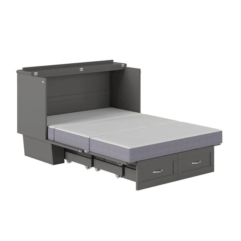 Monroe Full Murphy Bed Chest with 6 Memory Foam Mattress