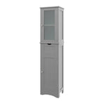 Bathroom Tall Cabinet Freestanding Linen Tower with Doors & Drawer