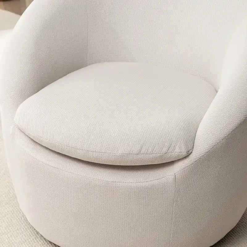 Swivel Barrel Chair - 360掳 Rotation - Boucle Fabric