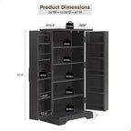 47 Farmhouse Kitchen Pantry, Storage Cabinet with Barn Doors - N/A
