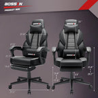 Chaise de jeu style course BOSSIN, fauteuil gamer grande taille 300 lb, chaise d'ordinateur à dossier haut
