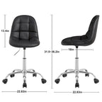 Javlergo Armless Home Office Chair, Height Adjustable Computer Desk Chair with Wheels