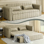 Velvet Upholstered Modern Convertible Sleeper Lounge Sofa Bed with Rolled Arms Decorated with Copper Nails