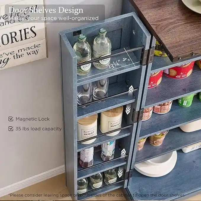 47 Farmhouse Kitchen Pantry, Storage Cabinet with Barn Doors - N/A