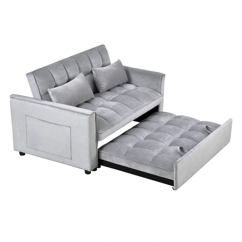 Modern Velvet Futon Loveseat with Reclining Backrest & Pockets, Seats 2 鈥?Dark Gray / Light Gray / Blue / Black