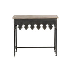 Zinc-Finished Metal and Wood Scalloped Edge Sofa Table