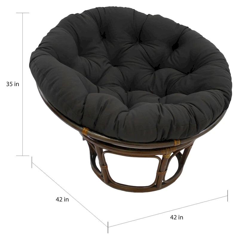 Bali 42-inch Rattan Papasan Chair with Twill Cushion