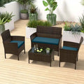 Costway 4 PCS Patio Furniture Set with Washable Cushions and Tempered - See Details