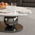 51 Modern Pandora Oval Coffee Table with Glossy Sintered stone top, Luxury Coffee Table, Stainless Steel Legs for Livingroom