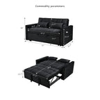 Modern Velvet Futon Loveseat with Reclining Backrest & Pockets, Seats 2 鈥?Dark Gray / Light Gray / Blue / Black