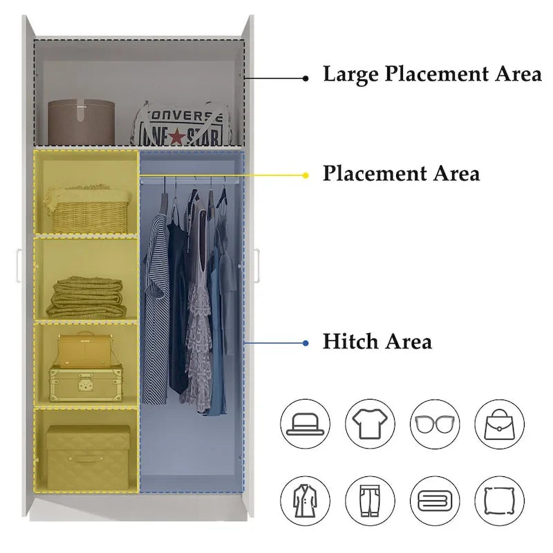 5-Tier Amoires Wardrobe Cabinet With 2 Doors