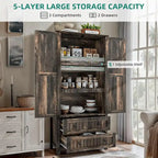 64 Farmhouse Tall Kitchen Pantry Storage Cabinet with 2 Drawers & Doors